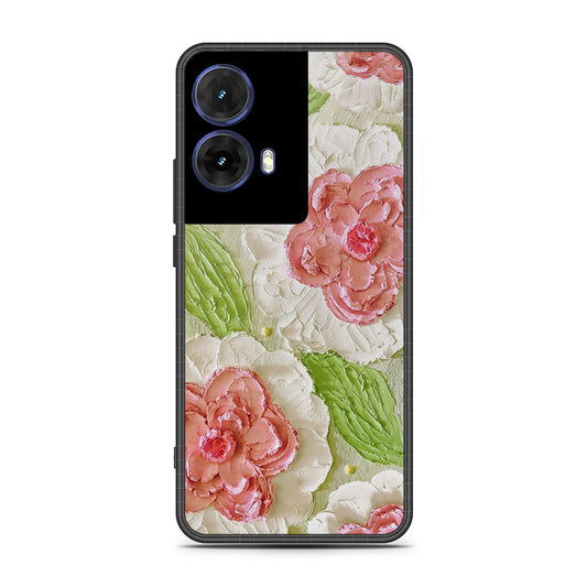 Motorola Moto G85 Cover - Floral Series - Design 13 - Offwhite & Green - HQ Premium Shine Durable Shatterproof Case