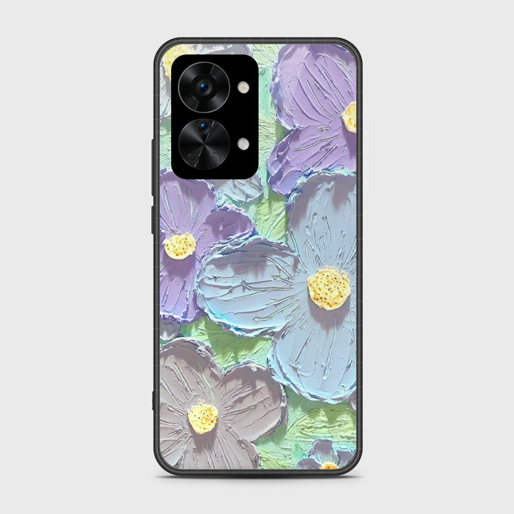 OnePlus Nord 2T Cover - Floral Series - Design 1 - Purple & Aqua - HQ Premium Shine Durable Shatterproof Case