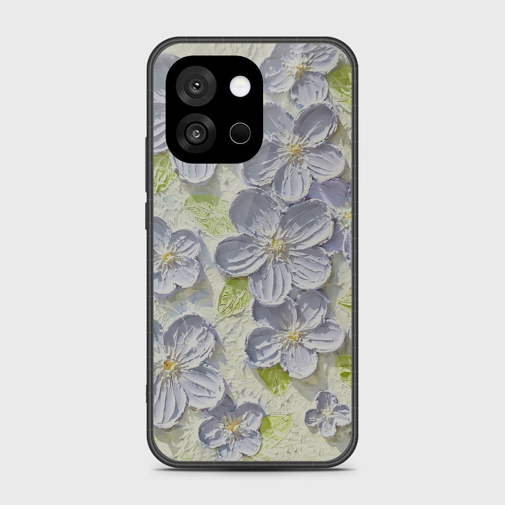 oneplus 13s Cover - Floral Series - Design 12 - Grey & Green - HQ Ultra Shine Premium Infinity Glass Soft Silicon Borders Case