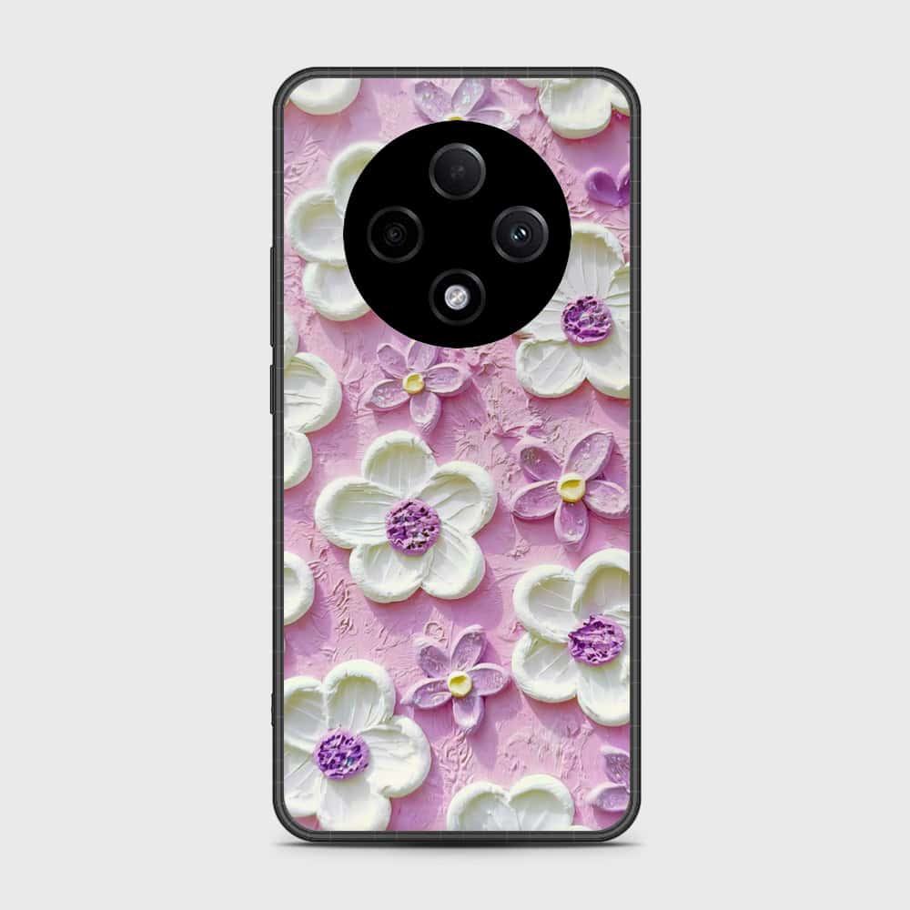 Oppo F27 Pro Cover - Floral Series - Design 4 - Purple & White - HQ Premium Shine Durable Shatterproof Case