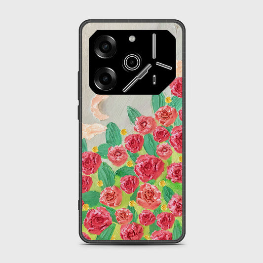 Tecno Pova 6 Cover - Floral Series - Design 10 - Red & Green - HQ Premium Shine Durable Shatterproof Case