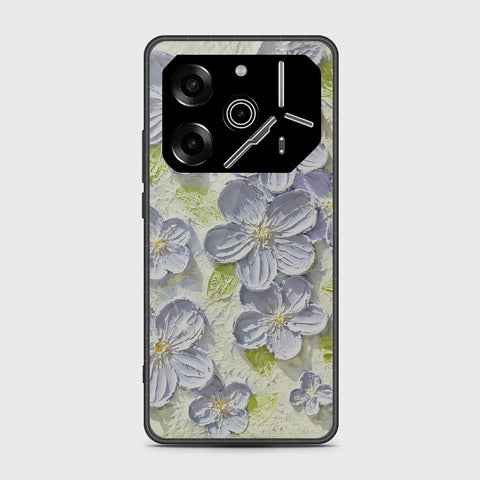 Tecno Pova 6 Cover - Floral Series - Design 12 - Grey & Green - HQ Premium Shine Durable Shatterproof Case