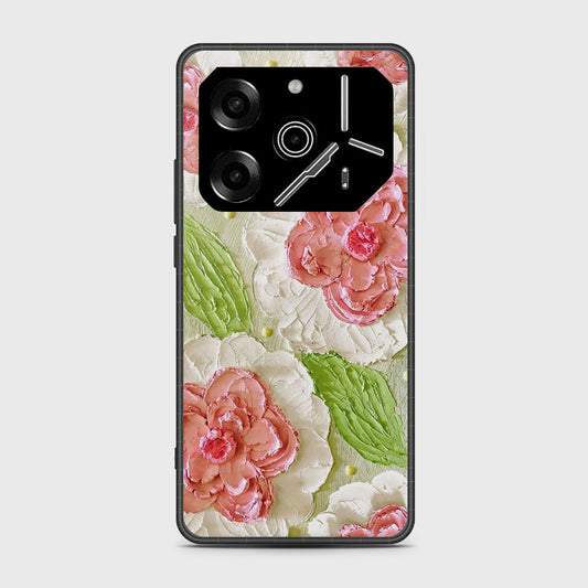 Tecno Pova 6 Cover - Floral Series - Design 13 - Offwhite & Green - HQ Premium Shine Durable Shatterproof Case