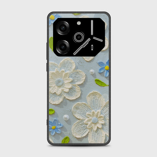 Tecno Pova 6 Cover - Floral Series - Design 3 - Sky Blue - HQ Premium Shine Durable Shatterproof Case