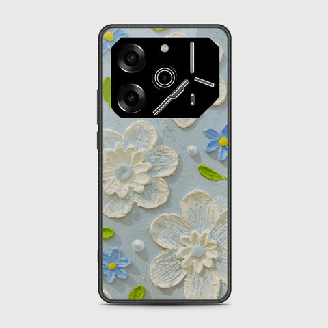 Tecno Pova 6 Cover - Floral Series - Design 3 - Sky Blue - HQ Premium Shine Durable Shatterproof Case
