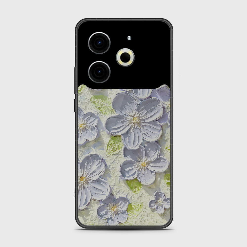 Tecno Pova 6 Neo Cover - Floral Series - Design 12 - Grey & Green - HQ Premium Shine Durable Shatterproof Case