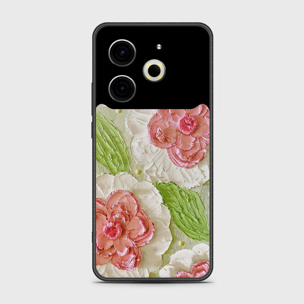 Tecno Pova 6 Neo Cover - Floral Series - Design 13 - Offwhite & Green - HQ Premium Shine Durable Shatterproof Case