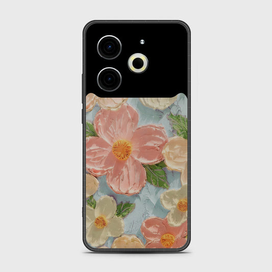 Tecno Pova 6 Neo Cover - Floral Series - Design 16 - Cyan & Pink - HQ Premium Shine Durable Shatterproof Case