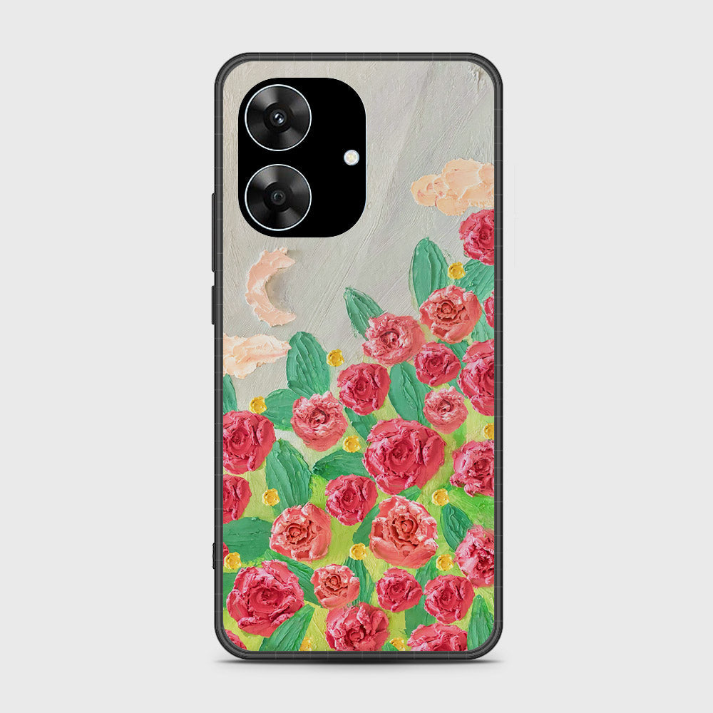 Realme Note 60x Cover - Floral Series - Design 10 - Red & Green - HQ Premium Shine Durable Shatterproof Case