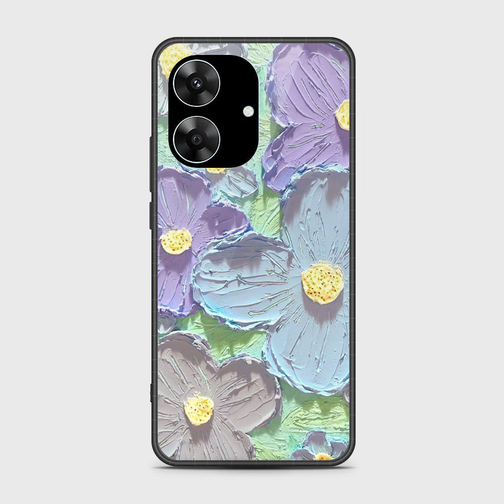 Realme Note 60x Cover - Floral Series - Design 1 - Purple & Aqua - HQ Premium Shine Durable Shatterproof Case