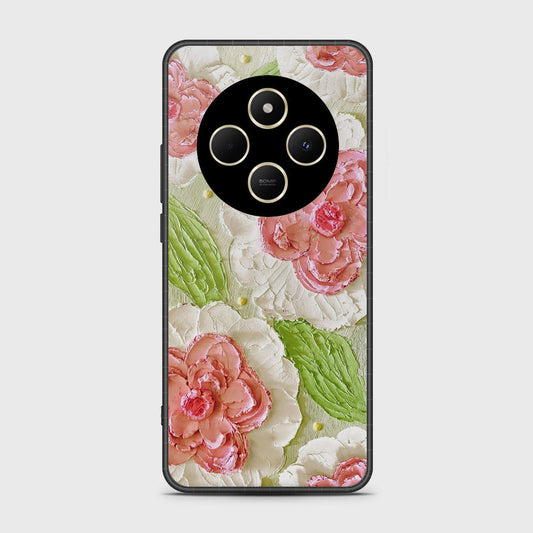Xiaomi Redmi 14C Cover - Floral Series - Design 13 - Offwhite & Green - HQ Premium Shine Durable Shatterproof Case