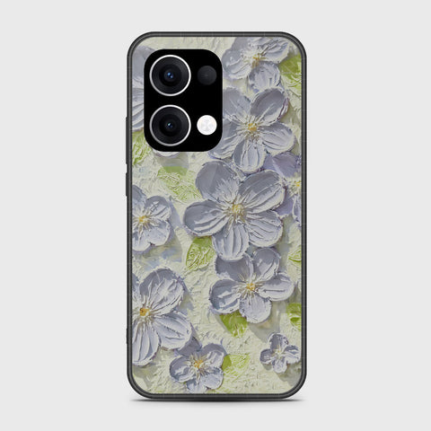 Oppo Reno 13 Cover - Floral Series - Design 12 - Grey & Green - HQ Premium Shine Durable Shatterproof Case