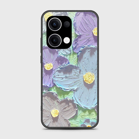 Oppo Reno 13 Cover - Floral Series - Design 1 - Purple & Aqua - HQ Premium Shine Durable Shatterproof Case
