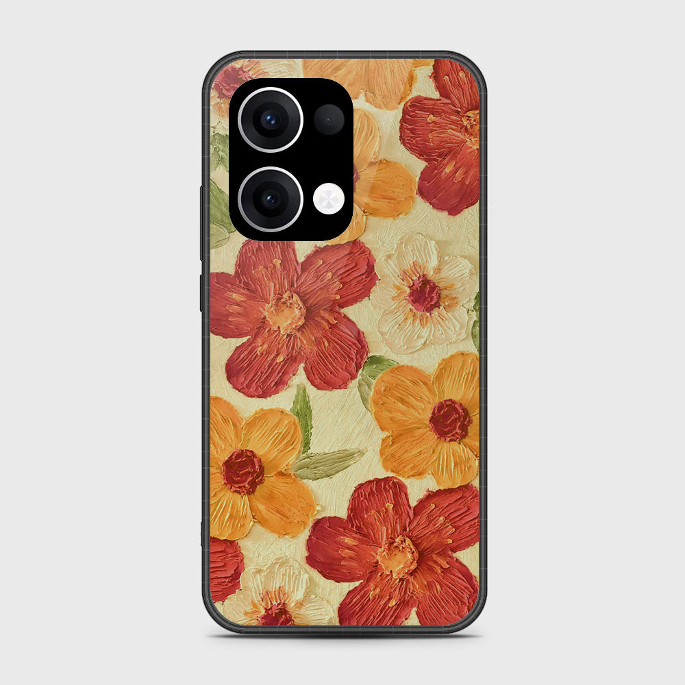 Oppo Reno 13 Cover - Floral Series - Design 6 - Red & Orange - HQ Premium Shine Durable Shatterproof Case
