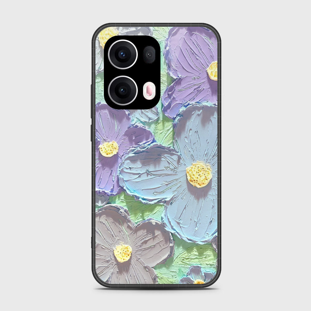 Oppo Reno 13 Pro Cover - Floral Series - Design 1 - Purple & Aqua - HQ Premium Shine Durable Shatterproof Case