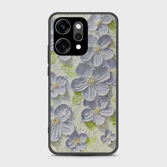 Oppo Reno 14 Cover - Floral Series - Design 12 - Grey & Green - HQ Ultra Shine Premium Infinity Glass Soft Silicon Borders Case