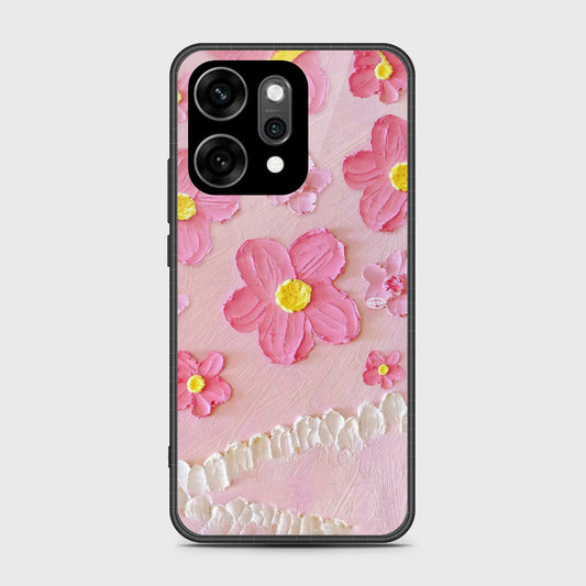 Oppo Reno 14 Cover - Floral Series - Design 2 - Pink - HQ Ultra Shine Premium Infinity Glass Soft Silicon Borders Case