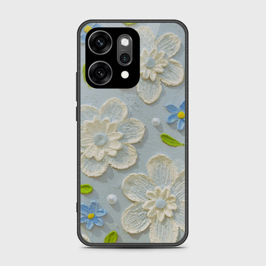 Oppo Reno 14 Cover - Floral Series - Design 3 - Sky Blue - HQ Ultra Shine Premium Infinity Glass Soft Silicon Borders Case
