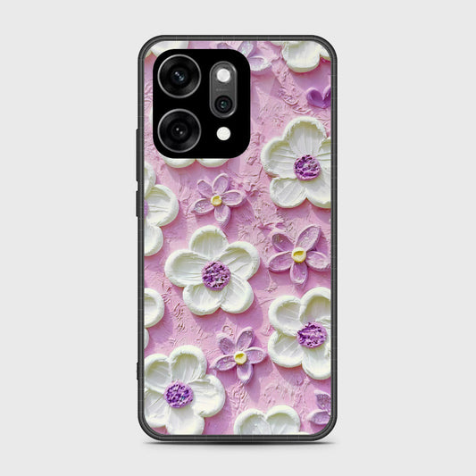 Oppo Reno 14 Cover - Floral Series - Design 4 - Purple & White - HQ Ultra Shine Premium Infinity Glass Soft Silicon Borders Case