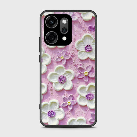 Oppo Reno 14 Cover - Floral Series - Design 4 - Purple & White - HQ Ultra Shine Premium Infinity Glass Soft Silicon Borders Case