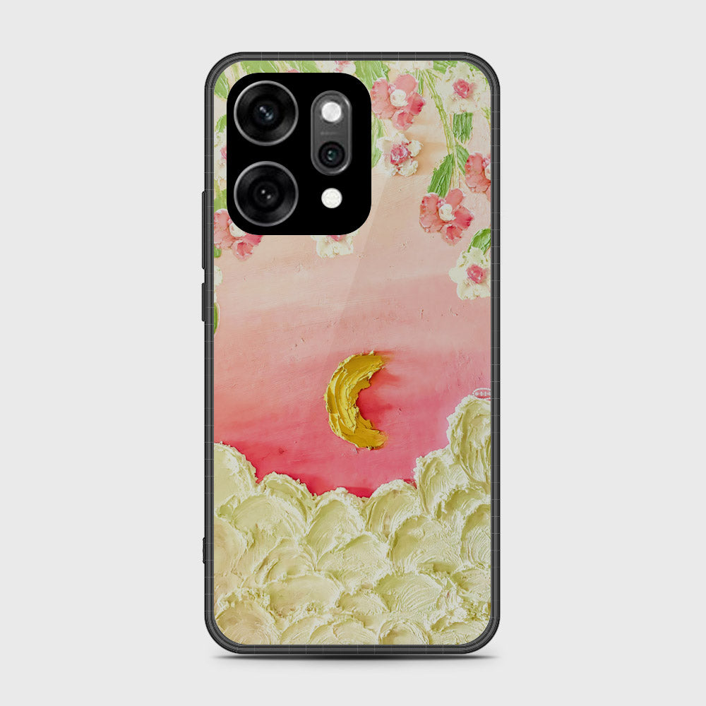 Oppo Reno 14 Cover - Floral Series - Design 7 - Pink & Yellow - HQ Ultra Shine Premium Infinity Glass Soft Silicon Borders Case