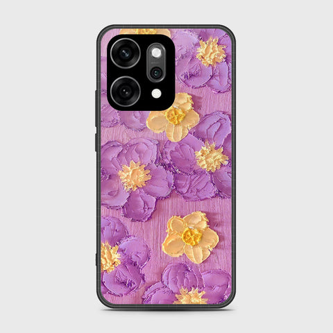 Oppo Reno 14 Cover - Floral Series - Design 8 - Purple & Yellow - HQ Ultra Shine Premium Infinity Glass Soft Silicon Borders Case