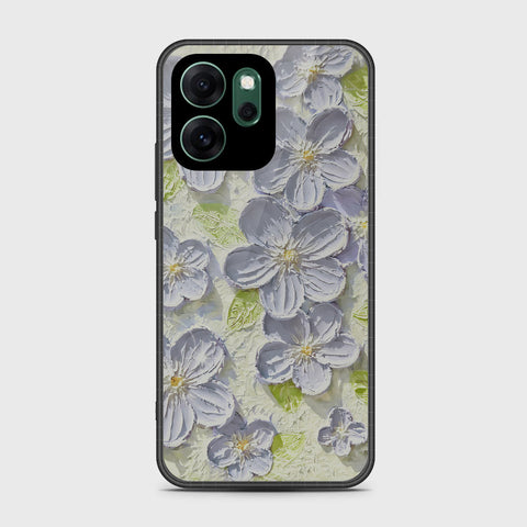 Oppo Reno 14F Cover - Floral Series - Design 12 - Grey & Green - HQ Ultra Shine Premium Infinity Glass Soft Silicon Borders Case