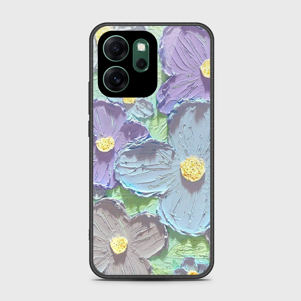 Oppo Reno 14F Cover - Floral Series - Design 1 - Purple & Aqua - HQ Ultra Shine Premium Infinity Glass Soft Silicon Borders Case