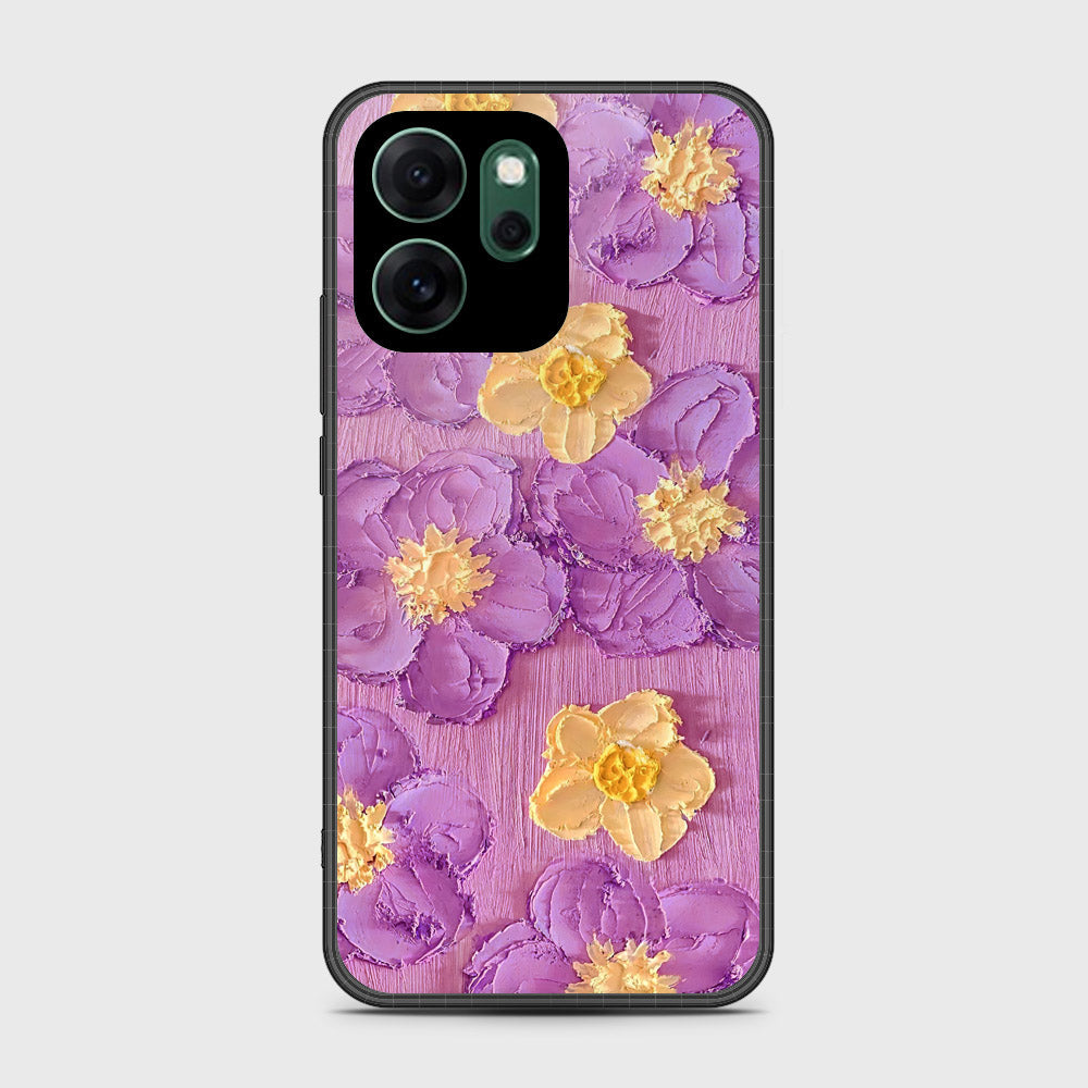 Oppo Reno 14F Cover - Floral Series - Design 8 - Purple & Yellow - HQ Ultra Shine Premium Infinity Glass Soft Silicon Borders Case