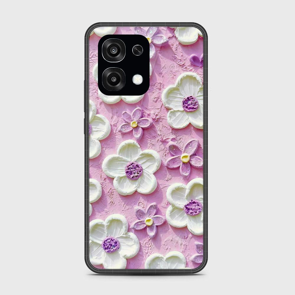 Samsung Galaxy M07 Cover - Floral Series - Design 4 - Purple & White - HQ Premium Shine Durable Glass Case