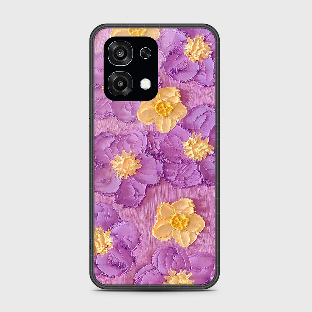 Samsung Galaxy F07 Cover - Floral Series - Design 8 - Purple & Yellow - HQ Premium Shine Durable Glass Case