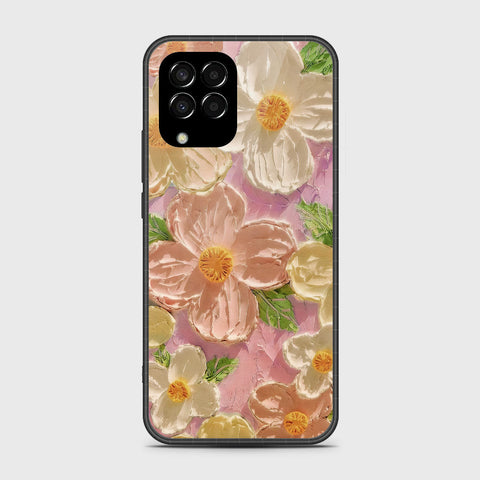 Samsung Galaxy M33 Cover - Floral Series - Design 11 - White & Green - HQ Premium Shine Durable Shatterproof Case