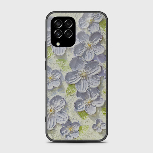 Samsung Galaxy M33 Cover - Floral Series - Design 12 - Grey & Green - HQ Premium Shine Durable Shatterproof Case