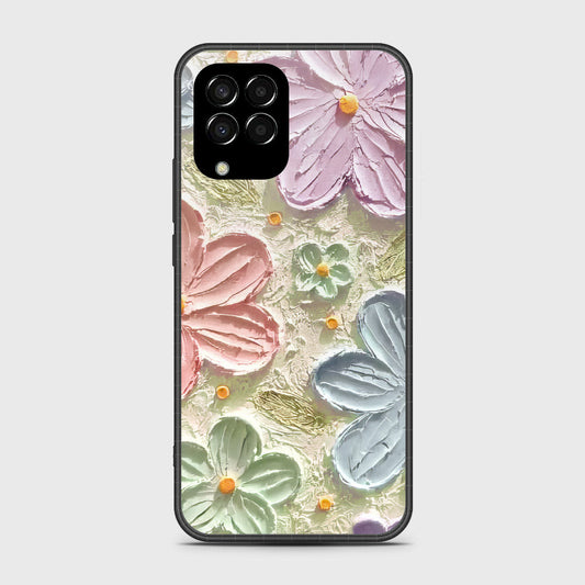 Samsung Galaxy M33 Cover - Floral Series - Design 15 - Blue & Green - HQ Premium Shine Durable Shatterproof Case