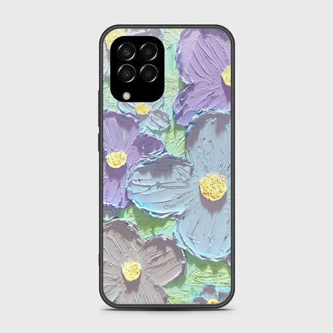 Samsung Galaxy M33 Cover - Floral Series - Design 1 - Purple & Aqua - HQ Premium Shine Durable Shatterproof Case