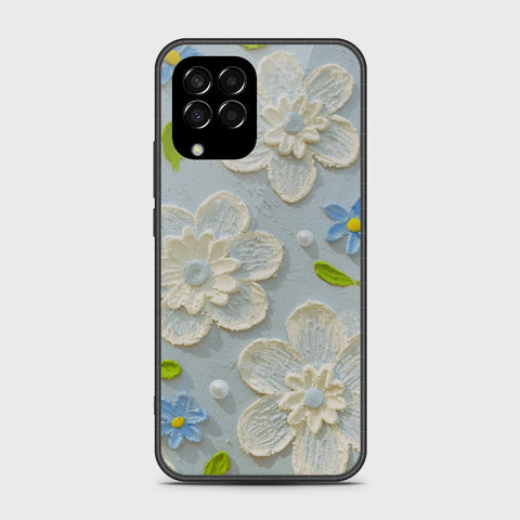 Samsung Galaxy M33 Cover - Floral Series - Design 3 - Sky Blue - HQ Premium Shine Durable Shatterproof Case