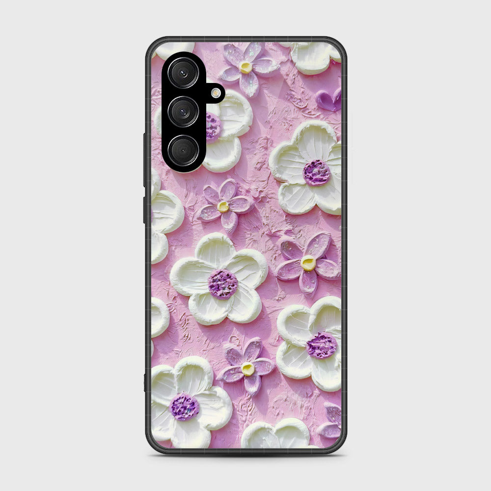 Samsung Galaxy A17 Cover - Floral Series - Design 4 - Purple & White - HQ Premium Shine Durable Shatterproof Case