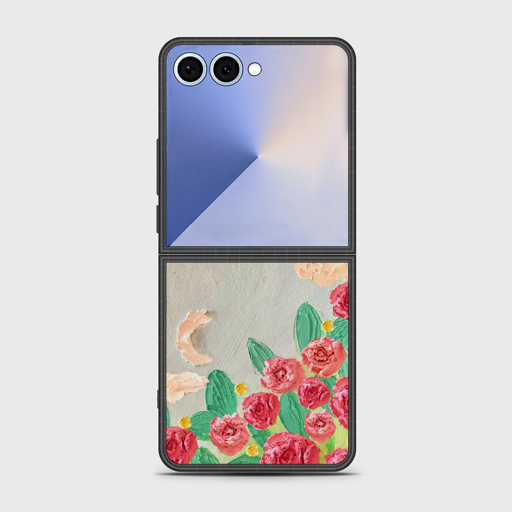 Samsung Galaxy Z Flip 7 Cover - Floral Series - Design 10 - Red & Green - HQ Premium Shine Durable Shatterproof Case