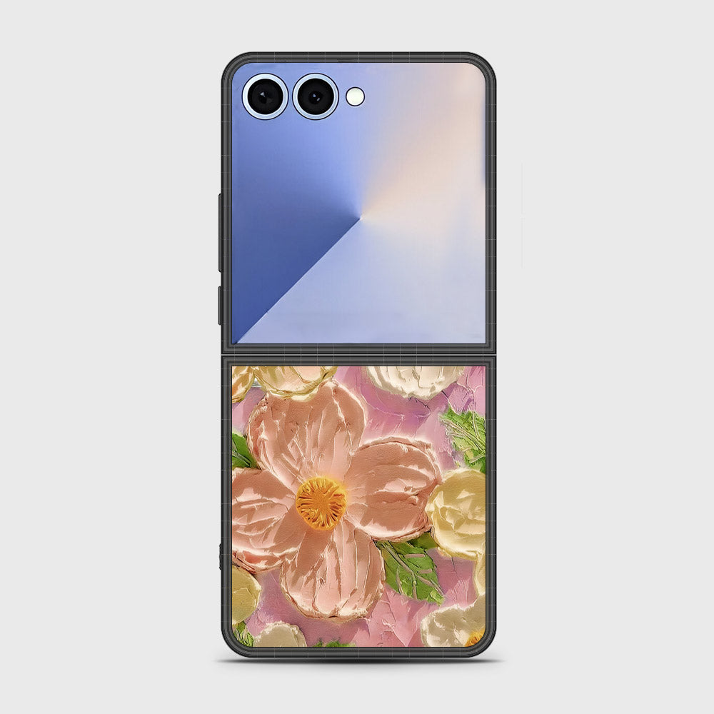Samsung Galaxy Z Flip 7 Cover - Floral Series - Design 11 - White & Green - HQ Premium Shine Durable Shatterproof Case