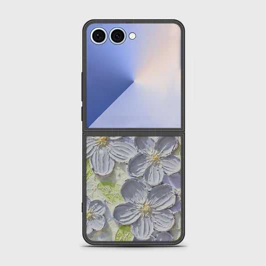 Samsung Galaxy Z Flip 7 Cover - Floral Series - Design 12 - Grey & Green - HQ Premium Shine Durable Shatterproof Case