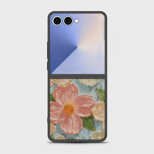 Samsung Galaxy Z Flip 7 Cover - Floral Series - Design 16 - Cyan & Pink - HQ Premium Shine Durable Shatterproof Case