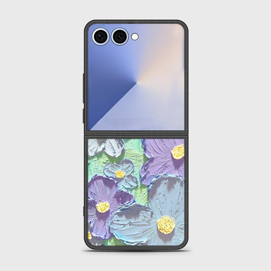 Samsung Galaxy Z Flip 7 Cover - Floral Series - Design 1 - Purple & Aqua - HQ Premium Shine Durable Shatterproof Case