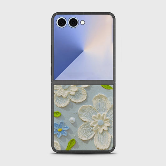 Samsung Galaxy Z Flip 7 Cover - Floral Series - Design 3 - Sky Blue - HQ Premium Shine Durable Shatterproof Case