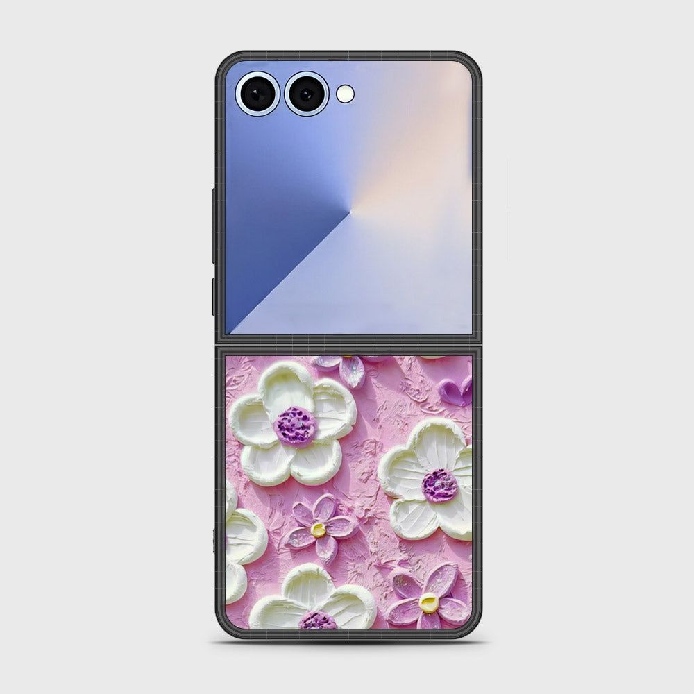 Samsung Galaxy Z Flip 7 Cover - Floral Series - Design 4 - Purple & White - HQ Premium Shine Durable Shatterproof Case