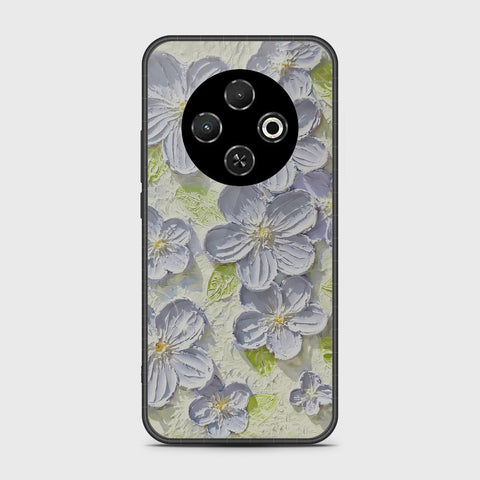 Tecno Spark 30C 4G Cover - Floral Series - Design 12 - Grey & Green - HQ Premium Shine Durable Shatterproof Case
