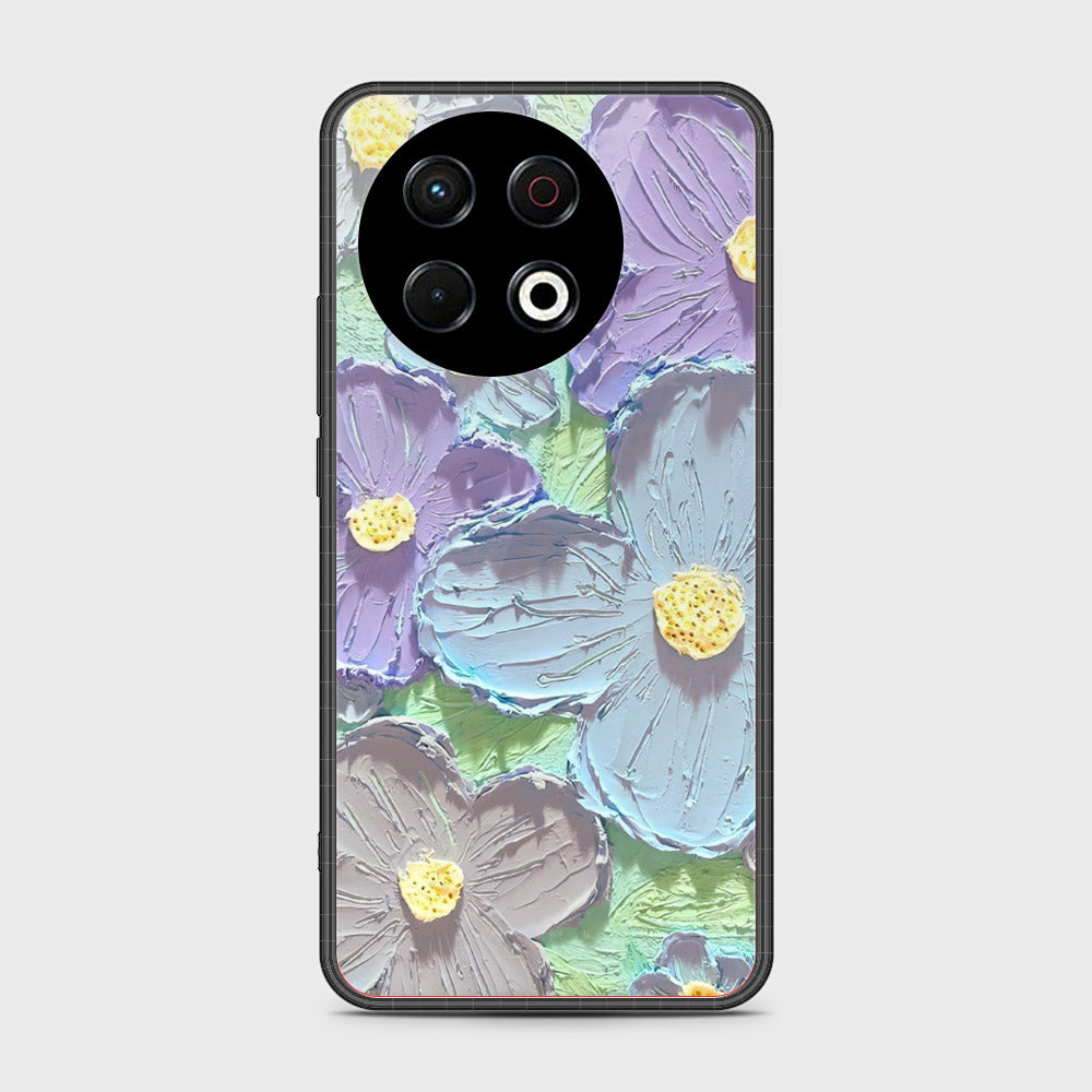 Tecno Spark 30 Pro Cover - Floral Series - Design 1 - Purple & Aqua - HQ Premium Shine Durable Shatterproof Case