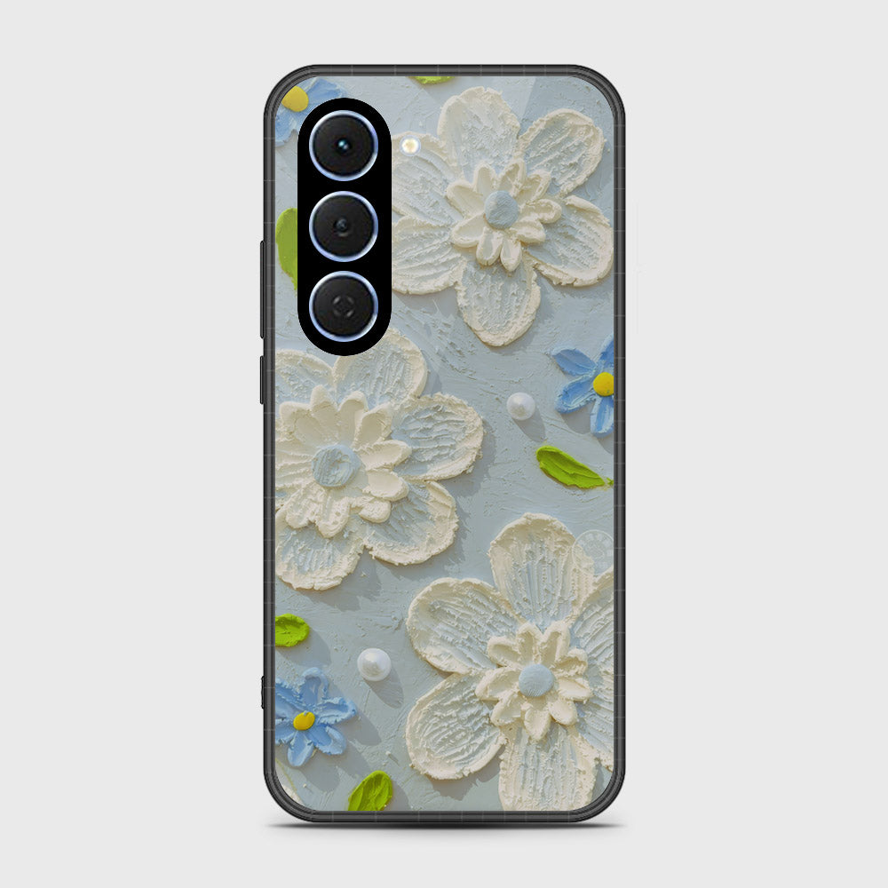 Tecno Spark 40 Pro Cover - Floral Series - Design 3 - Sky Blue - HQ Ultra Shine Premium Infinity Glass Soft Silicon Borders Case
