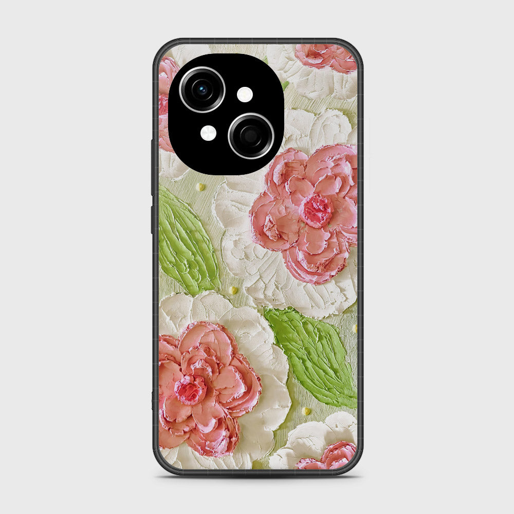 Tecno Spark 40C Cover - Floral Series - Design 13 - Offwhite & Green - HQ Premium Shine Durable Shatterproof Case