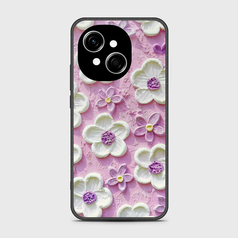Tecno Pop 9 Cover - Floral Series - Design 4 - Purple & White - HQ Premium Shine Durable Shatterproof Case