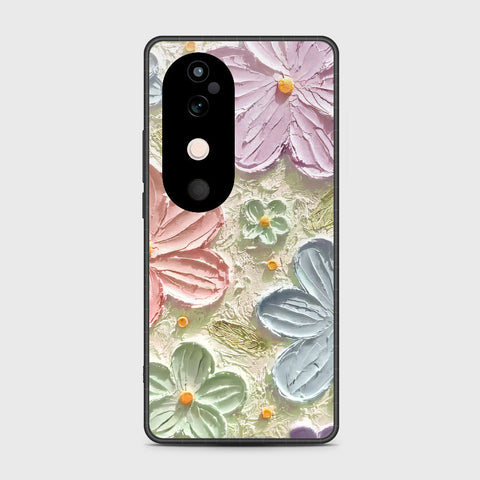 Vivo V40 Cover - Floral Series - Design 15 - Blue & Green - HQ Premium Shine Durable Shatterproof Case (Fast Delivery)